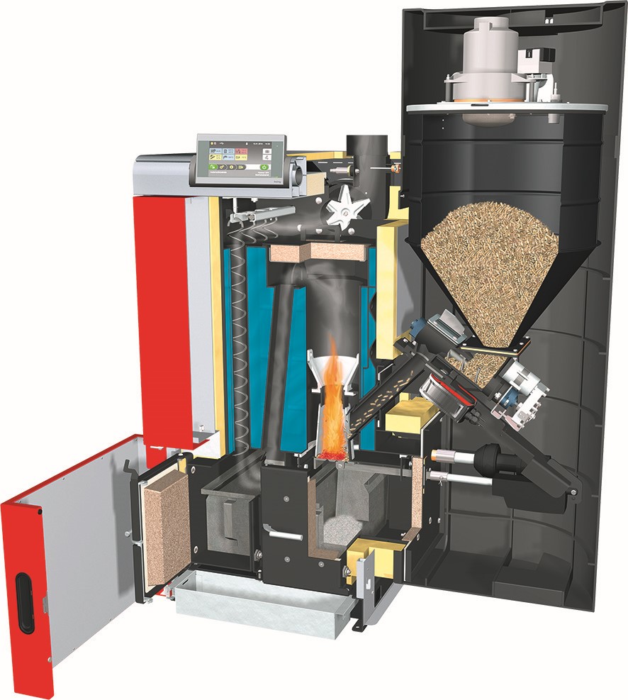 Bilde av flis og pellets kjele biovarme innvendig