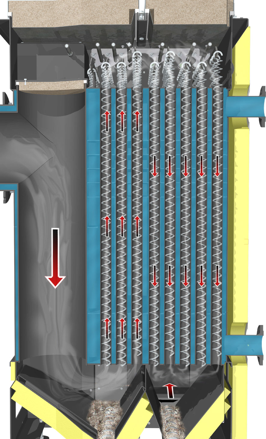 teknisk innvendig av flisfyringsanlegg
