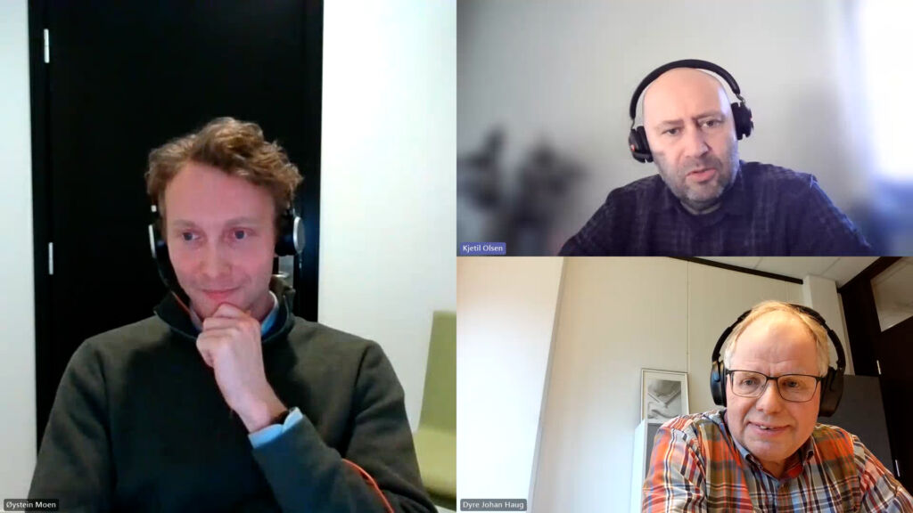 Dyre Johan Haug (Norsvin), Kjetil Olsen (Fjøssystemer Gruppen) og Øystein Moen (Norsvin), mars 2025.